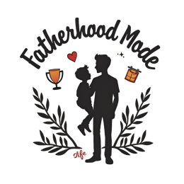 fatherhood mode love wreath SVG PNG design with bold lettering, black floral elements