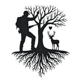 hiker deer tree SVG PNG design with black and red floral elements