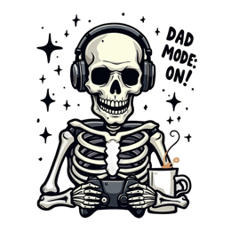 skeleton gaming shirt SVG PNG design with bold lettering