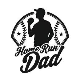 home run dad shirt SVG PNG design with bold lettering, black and white floral elements
