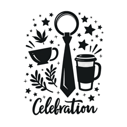 celebration coffee SVG PNG design with bold lettering, black and white floral elements