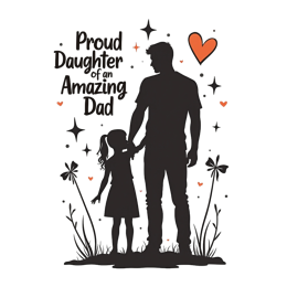 father daughter relationship SVG PNG design with bold lettering, black floral elements