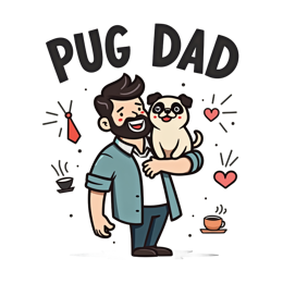 pug dad love shirt SVG PNG design with bold lettering