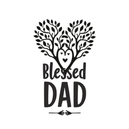 father branch heart SVG PNG design with bold lettering, black and white floral elements