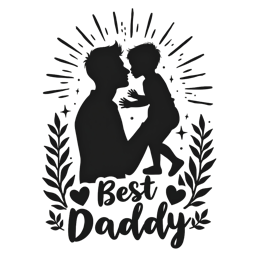 best daddy silhouette SVG PNG design with bold lettering, black floral elements