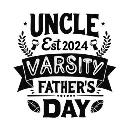 varisty uncle SVG PNG design with bold lettering, black and white floral elements