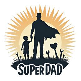 father'sday superdad family silhouette SVG PNG design with bold lettering