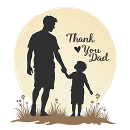 father son thankyou SVG PNG design with black floral elements