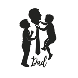 father'sday kids dad silhouette SVG PNG design