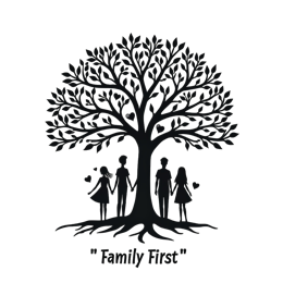 family first tree SVG PNG design with black and white floral elements