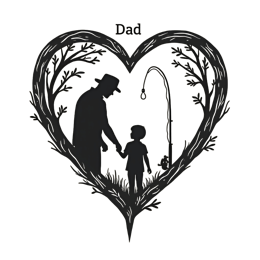 day fishing family SVG PNG design with bold lettering, black floral elements