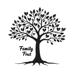 tree family first SVG PNG design with black and white floral elements