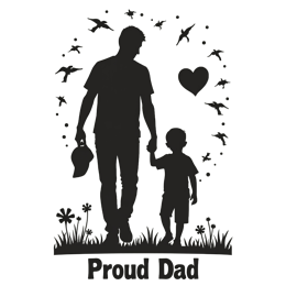 proud dad silhouette SVG PNG design with black floral elements