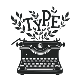 typewriter leaves SVG PNG design with black and white floral elements
