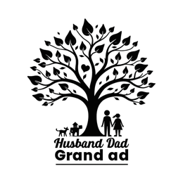 family tree presentation SVG PNG design with bold lettering, black and red floral elements