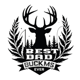 father deer SVG PNG design with bold lettering, black and cream floral elements