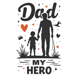 father child hero SVG PNG design with hand-drawn style, bold lettering