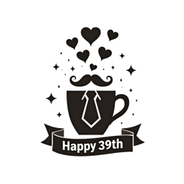 happy 39th mustache shirt SVG PNG design with bold lettering