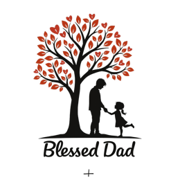 father child tree SVG PNG design with black and white floral elements