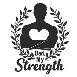 dad strength wreath SVG PNG design with bold lettering, black and white floral elements, an uplifting message