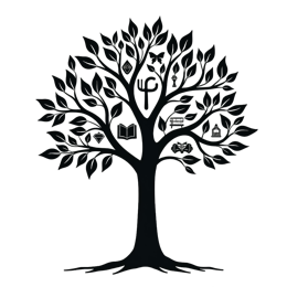 tree symbols knowledge SVG PNG design with black and green floral elements, an elegant visual style
