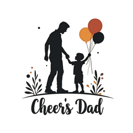 father balloons shirt SVG PNG design with black and orange floral elements