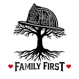 firefighter tree familyfirst SVG PNG design with bold lettering, an uplifting message