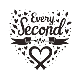 every second heart SVG PNG design with bold lettering, black and white floral elements
