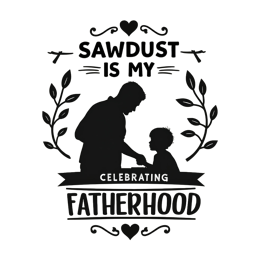 fatherhood sawdust SVG PNG design with black and white floral elements
