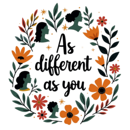 floral diversity SVG PNG design with bold lettering, orange and pink floral elements, an uplifting message