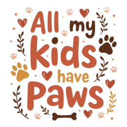 kids paws SVG PNG design with bold lettering, orange and red floral elements
