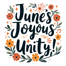 june flower SVG PNG design with bold lettering, orange and green floral elements