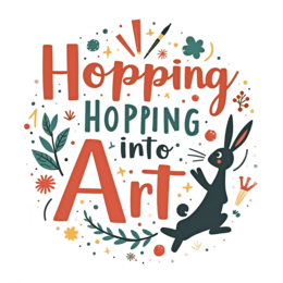 hopping rabbit SVG PNG design with bold lettering, black floral elements
