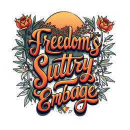 freedom suttry embage SVG PNG design with bold lettering, orange and red floral elements