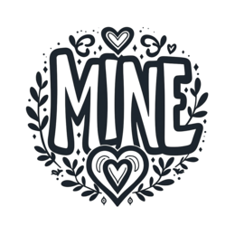 mine commemorative SVG PNG design with hand-drawn style, bold lettering, black and cream floral elements