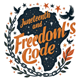 juneteenth africa SVG PNG design with bold lettering, black and orange floral elements