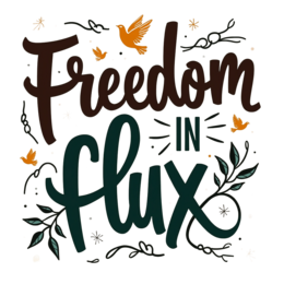 freedom hand lettering SVG PNG design with hand-drawn style, bold lettering, orange and red floral elements