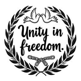 unity doves wreath SVG PNG design with bold lettering, white floral elements, an uplifting message