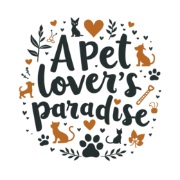 quotes pet lovers paradise floral SVG PNG design with bold lettering, black and orange floral elements