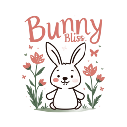 bunny bliss flower SVG PNG design with pink floral elements