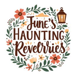 june halloween SVG PNG design with bold lettering, orange and pink floral elements