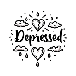 depressed illustration SVG PNG design with bold lettering