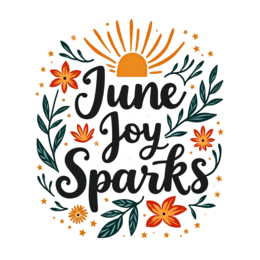 june sunflowers SVG PNG design with hand-drawn style, bold lettering, orange and red floral elements