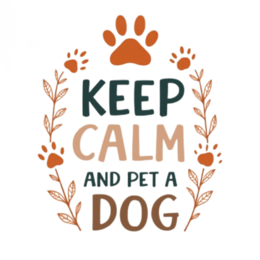 quotes keep calm and pet SVG PNG design with bold lettering, orange and green floral elements