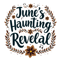 june haunting reveal floral SVG PNG design with bold lettering, red floral elements