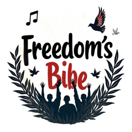 freedom illustration silhouettes SVG PNG design with bold lettering, orange and yellow floral elements, an uplifting message