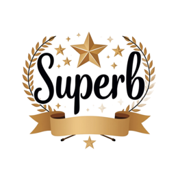 superb star award wreath SVG PNG design with bold lettering, black and white floral elements