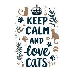 quotes cats SVG PNG design with hand-drawn style, bold lettering, blue and cream floral elements