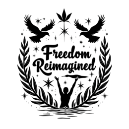 freedom symbols SVG PNG design with bold lettering, black and white floral elements