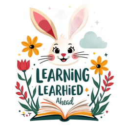 learning bunny flowers SVG PNG design with bold lettering, red and yellow floral elements